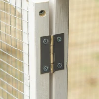 Pawhut hok voor kleine dieren Kooi voor kleine dieren met bodempan en oprit cavia hok cavia kooi 2 verdiepingen klein dierenhok dennenhout wit + grijs 117 x 49 x 108 cm(m-9)