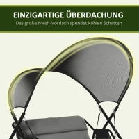 Outsunny tuinschommel ligbed 2 persoons schommelframe buitenschommelbank met zitkussen tekstregel zwart 166 x 140 x 187 cm(m-4)