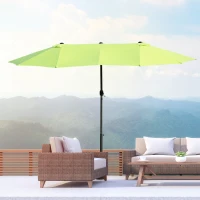 Outsunny Dubbele Parasol Tuinparasol Marktparasol Terrasparasol met Handkruk Groen Ovaal 460 x 270 x 240 cm(m-10)