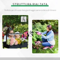 Outsunny Fioriera da Giardino Portafiori con Lampada LED per piante e Copertura in PE, Ruote e Maniglia, in Acciaio, 90x51x100 cm(m-4)