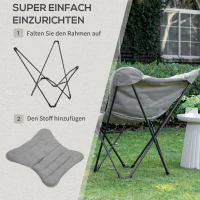 Outsunny campingstoel, draagbaar, opvouwbaar, tuinstoel, regisseursstoel, klapstoel, modern design voor outdoor picknicks, max. Belasting 120 kg Lichtgrijs 88 x 74 x 84 cm(m-4)