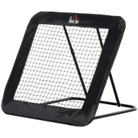 HOMCOM voetbal rebounder opvouwbaar kickback goal rebound wandnet voor honkbal basketbal volleybal verstelbaar in 5 stappen staal zwart 128 x 118 x 108-120 cm(m-12)