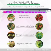 Outsunny Fioriera da Giardino Portafiori con Lampada LED per piante e Copertura in PE, Ruote e Maniglia, in Acciaio, 90x51x100 cm(m-5)