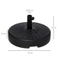 Outsunny Parasolvoet 21-26 kg Parasolstandaard voor Parasol Parasolstokken 38 mm Parasolvoet voor Tuinterras Balkon Cement Zwart Ø51 x 30H cm(m-3)