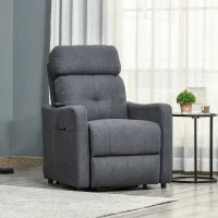 HOMCOM elektrische fauteuil TV fauteuil fauteuil met opstahulp Relax fauteuil met ligfunctie met afstandsbediening polyester stof grijs 71 x 94 x104 cm(m-2)