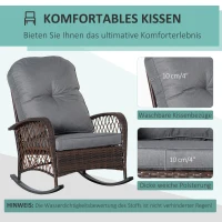 Outsunny poly rotan schommelstoel, schommelstoel, tuinstoel met kussen, loungemeubels, tuinmeubelen, terrasmeubels, bruin, 75 x 103 x 96 cm(m-5)