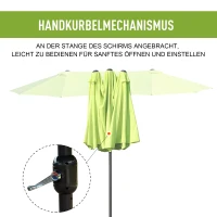 Outsunny Dubbele Parasol Tuinparasol Marktparasol Terrasparasol met Handkruk Groen Ovaal 460 x 270 x 240 cm(m-5)
