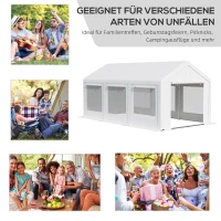 Outsunny Tuinhuisje 6m x 3m Partytent met verwijderbare zijwanden Tuintent Tuinhuisje Deuren Ramen voor familiebijeenkomsten Outdoor Party Wit(m-4)