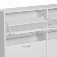 Homcom Dulap Pantofi Alb 120×24×81 cm – 24 Perechi, Design Lemn Compact(m-10)