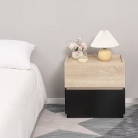 HOMCOM nachtkastje met lade nachtkastje stapelbare ladekast slaapkamer nachtkastje spaanplaat zwart + naturel 50 x 40 x 47,5 cm(m-10)