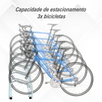 HOMCOM Estacionamento para 5 Bicicletas Suporte de Aço para Estacionar Bicicletas no Chão para Interior e Exterior 145x33x27cm Prata(m-4)