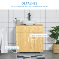 kleankin Móvel para Lavatório Pousar Armário Casa de Banho de Madeira com 2 Portas e Prateleira Interior Ajustável Moderno 60x30x60cm Madeira(m-6)