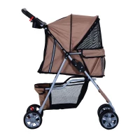 PawHut Carucior Animale Pliabil Cafeniu – 75×45×97 cm, Confort & Mobilitate(m-8)