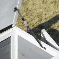 Pawhut Kleintierstall mit Freigehege wetterbeständig Tannenholz Weiß + Grau + Schwarz(m-7)