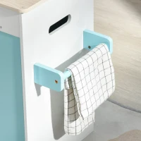 HOMCOM Cocina de Juguete de Madera para Niños de +3 Años Cocinita de Juguete con Luz y Sonidos 65x29x81 cm Azul(m-8)