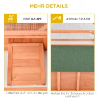 PawHut Klatka dla królika klatka dla królików domek dla małych zwierząt z otwieranym dachem asfaltowym(m-5)