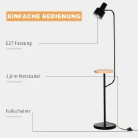 HOMCOM lampa podłogowa z półką lampa stojąca lampka do czytania E27 LED stal(m-6)