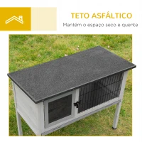 PawHut Casa para Coelhos de Madeira Coelheira para  Exterior com Bandeja Removível e Telhado Asfáltico 86x45x70cm Cinza e Preto(m-7)