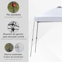 Outsunny Tenda Dobrável 3x3 Portátil de Jardim com Bolsa de Transporte com Rodas Aço para Exterior Festas Campismo Branco(m-5)