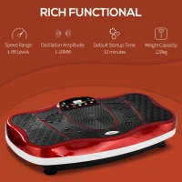HOMCOM Plateforme vibrante oscillante 200 W écran LED 99 vitesses port USB télécommande et bandes de résistance Inclus - rouge et noir(m-4)