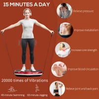 HOMCOM Plateforme vibrante oscillante 200 W écran LED 99 vitesses port USB télécommande et bandes de résistance Inclus - rouge et noir(m-8)