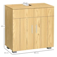 kleankin Móvel para Lavatório Pousar Armário Casa de Banho de Madeira com 2 Portas e Prateleira Interior Ajustável Moderno 60x30x60cm Madeira(m-3)