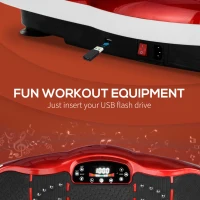 HOMCOM Plateforme vibrante oscillante 200 W écran LED 99 vitesses port USB télécommande et bandes de résistance Inclus - rouge et noir(m-7)