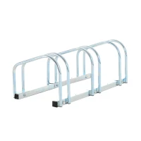 HOMCOM Estacionamento para 3 Bicicletas Suporte de Aço para Estacionar Bicicletas no Chão para Interior e Exterior 76x33x27cm Prata(m-10)