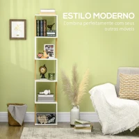 HOMCOM Estante de Livros em Forma de S Estante com 5 Prateleiras Abertas para Sala de Estar Escritório Anti-Tombo 33x28x161cm Branco(m-5)