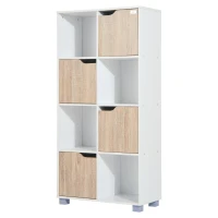 HomCom Biblioteca de Design cu 8 compartimente in Lemn Alb, 60x30x122cm(m-4)