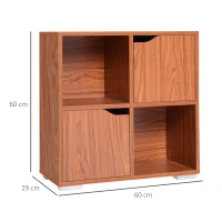 HOMCOM Mobilier Librarie cu 4 Compartimente si Panouri Particule 60x 29 x60cm(m-3)
