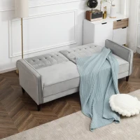 HOMCOM Sofá de 3 Plazas Convertible en Cama Tapizado en Terciopelo con Respaldo Ajustable para Salón 189x81x83,5 cm Gris(m-8)