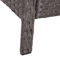 Outsunny 5 Piece Rattan Wicker Outdoor Patio Conversation Set with 2 Cushioned Chairs 2 Cushioned Ottomans and Glass End Desk(m-7)