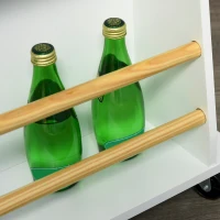 HOMCOM Kitchen Island Storage Cabinet Rolling Trolley with Rubber Wood Top, 3-Tier Spice Rack, Large Cabinet & Drawers(m-10)