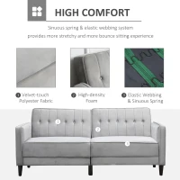 HOMCOM Sofá de 3 Plazas Convertible en Cama Tapizado en Terciopelo con Respaldo Ajustable para Salón 189x81x83,5 cm Gris(m-6)