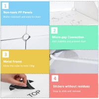 HOMCOM Dulap Gardaroba Modulara 10 Cuburi, Alb,111x47x145cm(m-6)