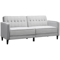 HOMCOM Sofá de 3 Plazas Convertible en Cama Tapizado en Terciopelo con Respaldo Ajustable para Salón 189x81x83,5 cm Gris(m-1)