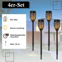 Outsunny Zonneverlichting tuinlamp set van 4 lampen 6-8 u waterdicht kunststof zwart(m-4)