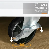 HOMCOM Kitchen Island Storage Cabinet Rolling Trolley with Rubber Wood Top, 3-Tier Spice Rack, Large Cabinet & Drawers(m-6)