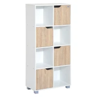 HomCom Biblioteca de Design cu 8 compartimente in Lemn Alb, 60x30x122cm(m-1)