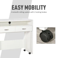 Homcom Birou Dublu Separabil cu Role – Alb(m-7)