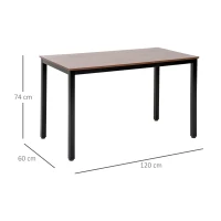 Homcom Masa Birou in Lemn si Schelet din Metal, Castaniu, 120x60x74cm(m-3)