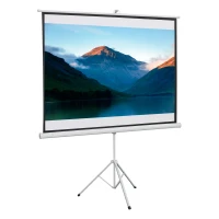 HOMCOM Ecran de Proiecție cu Stativ, Suprafață de Proiecție 4:3, Pliabil și Reglabil pe Înălțime, 171x128 cm, Alb(m-1)
