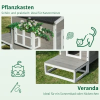 PawHut® DOMEK DLA KOTÓW MAŁYCH ZWIERZĄT BUDKA Z TARASEM I BALKONEM drewno jodłowe 115 x 66,5 x 74,7 cm(m-6)