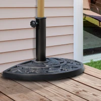 Outsunny 9kg Resin Half Round Parasol Base Umbrella Stand Garden Outdoor Accessories - Adjustable Coupler Suitable Umbrella Rod: Φ3.8cm, Φ4.8cm(m-11)
