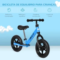 HOMCOM Bicicleta sem Pedais para Crianças de 2-5 Anos com Assento e Guiador Ajustáveis Bicicleta de Equilíbrio Infantil com Estrutura de Aço 89x37x55-60cm Azul(m-5)