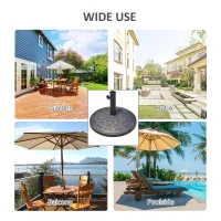 Outsunny 14kg Round Garden Parasol Base Holder Decorative Resin Market Umbrella Stand with Adjustable Coupler, Bronze(m-5)