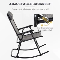 Outsunny Patio Rocking Lounge Chair Orbital Zero Gravity Seat Pool Chaise w/ Pillow Light Grey(m-5)