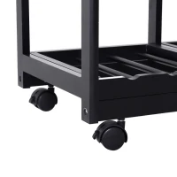 HOMCOM Wood/Steel Rolling Kitchen Island Trolley Serving Cart with Drawer Shelves Basket(m-10)