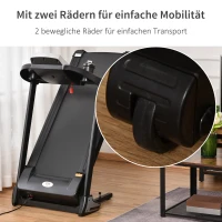 HOMCOM Laufband Klappbar elektrisch 500W 1-12 km/h mit LED-Display Getränkehalter und Handyhalterung für Home Gym Indoor Fitness Stahl ABS Schwarz+Grau 142 x 66 x 127 cm(m-6)